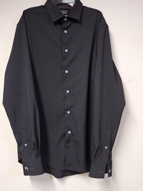 Report Collection Dress Shirt Black L 16 34/35 Performance Stretch Mens
